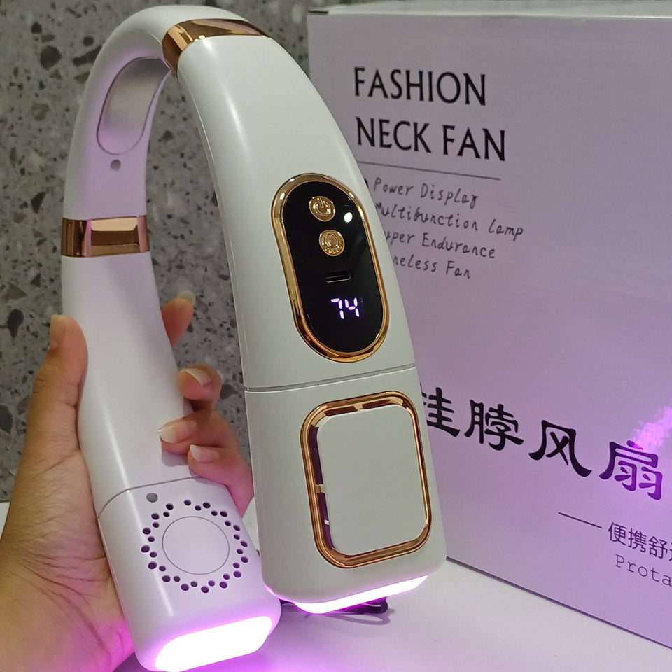 VENTILADOR DE CUELLO PORTATIL CON LUZ LED